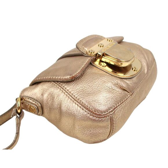 MICHAEL KORS ANTIQUE GOLD GENUINE LEATHER FLAP X-BODY SHOULDER BAG HANDBAG PURSE - Picture 11 of 14